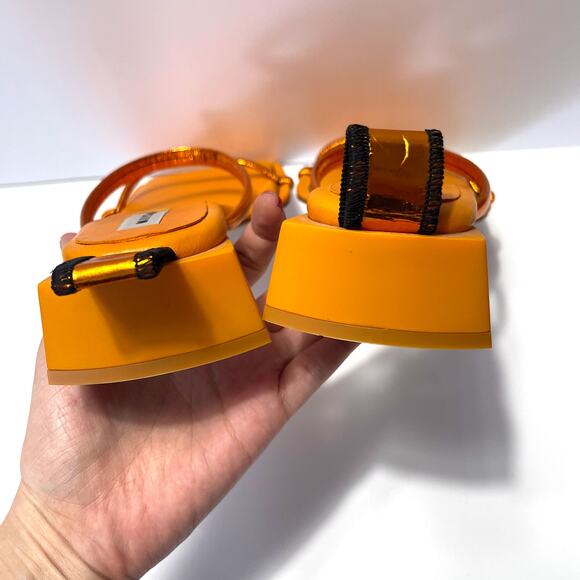 MIISTA NWOT Rejjie Metallic Square Toe Sandals in Orange Size 39/8.5 - Picture 8 of 15